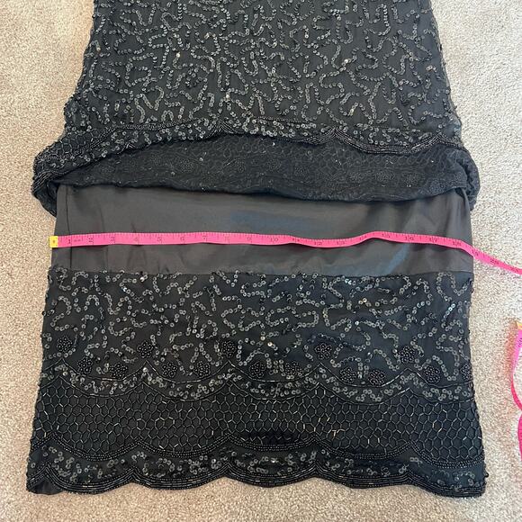 Vintage Brilliante‎ by J.A. Silk Beaded Formal Dress Black Sequins Size Small - Picture 4 of 11